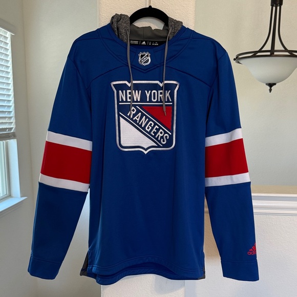 Adidas New York Rangers Blue and Red Hoodie - Picture 1 of 4